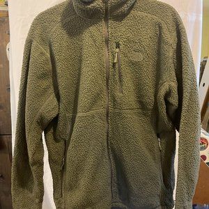 The North Face TNF Fleece Jacket Coat Army Green Nice Condition Mens XL